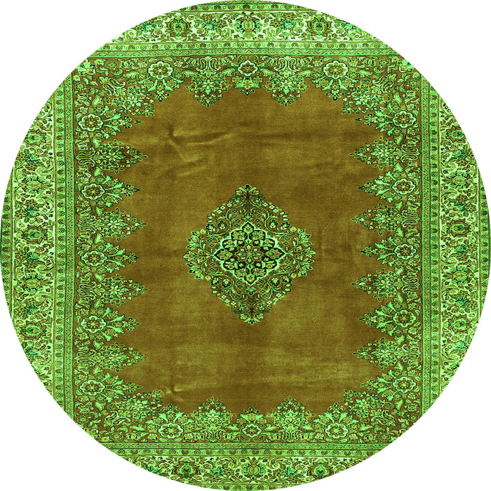 Machine Washable Medallion Green Traditional Area Rugs, wshtr4617grn