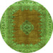 Machine Washable Medallion Green Traditional Area Rugs, wshtr4617grn