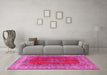 Machine Washable Medallion Pink Traditional Rug in a Living Room, wshtr4617pnk