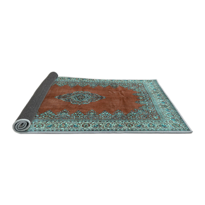 Sideview of Medallion Light Blue Traditional Rug, tr4617lblu