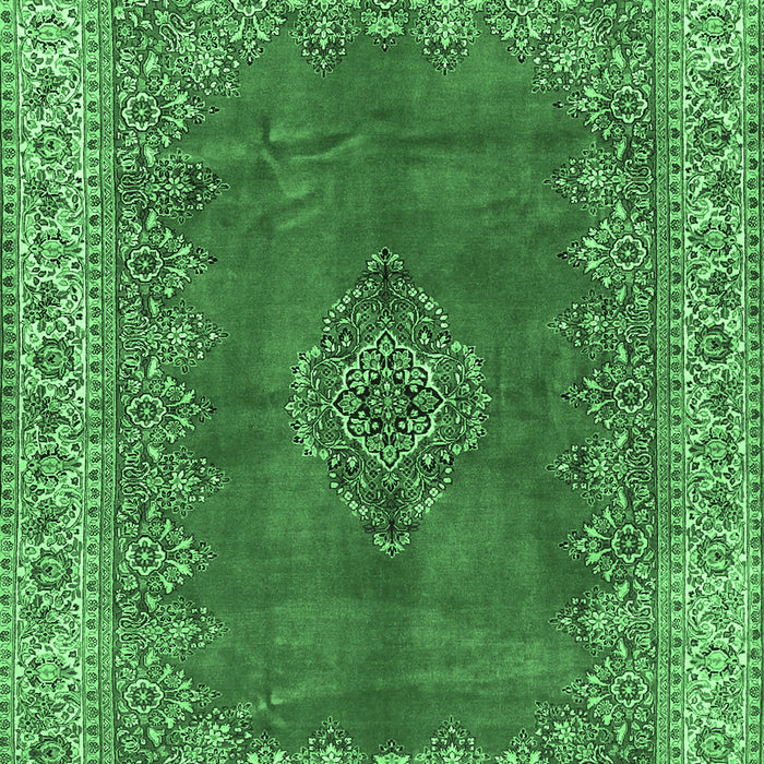 Machine Washable Medallion Emerald Green Traditional Area Rugs, wshtr4617emgrn