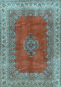 Medallion Light Blue Traditional Rug, tr4617lblu