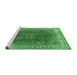 Sideview of Machine Washable Medallion Emerald Green Traditional Area Rugs, wshtr4617emgrn