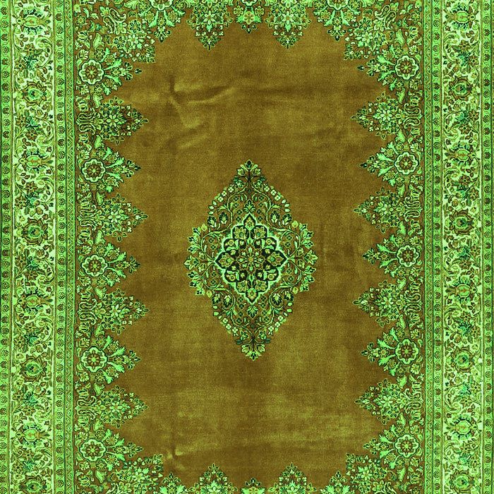 Serging Thickness of Machine Washable Medallion Green Traditional Area Rugs, wshtr4617grn