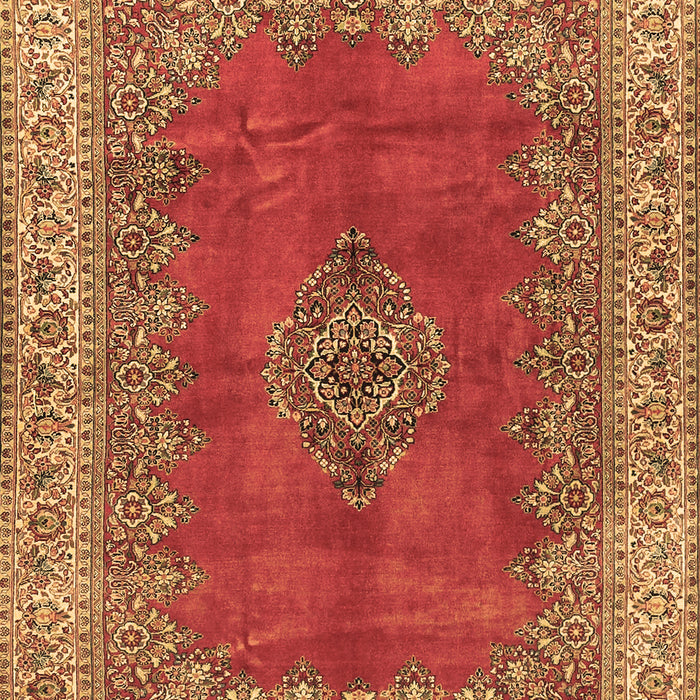 Machine Washable Medallion Brown Traditional Rug, wshtr4617brn