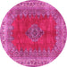 Round Medallion Pink Traditional Rug, tr4617pnk