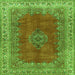 Round Machine Washable Medallion Green Traditional Area Rugs, wshtr4617grn