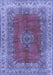 Machine Washable Medallion Blue Traditional Rug, wshtr4617blu