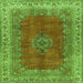 Serging Thickness of Medallion Green Traditional Rug, tr4617grn