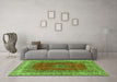 Machine Washable Medallion Green Traditional Area Rugs in a Living Room,, wshtr4617grn