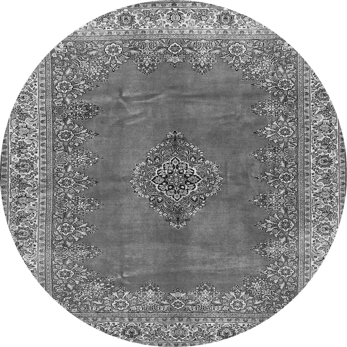 Machine Washable Medallion Gray Traditional Rug, wshtr4617gry