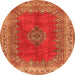 Machine Washable Medallion Orange Traditional Area Rugs, wshtr4617org