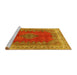 Sideview of Machine Washable Medallion Yellow Traditional Rug, wshtr4617yw