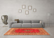 Machine Washable Medallion Orange Traditional Area Rugs in a Living Room, wshtr4617org