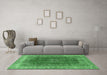 Machine Washable Medallion Emerald Green Traditional Area Rugs in a Living Room,, wshtr4617emgrn