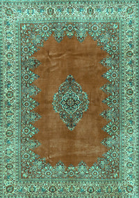 Medallion Turquoise Traditional Rug, tr4617turq