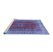 Sideview of Machine Washable Medallion Blue Traditional Rug, wshtr4617blu