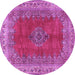 Round Medallion Purple Traditional Rug, tr4617pur