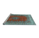 Sideview of Machine Washable Medallion Light Blue Traditional Rug, wshtr4617lblu