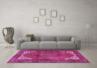 Machine Washable Persian Pink Traditional Rug, wshtr4618pnk