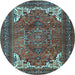 Round Persian Light Blue Traditional Rug, tr4618lblu