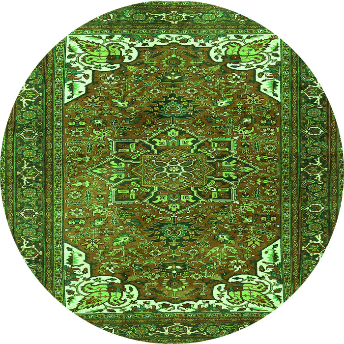 Square Persian Green Traditional Rug, tr4618grn
