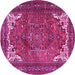 Round Persian Pink Traditional Rug, tr4618pnk