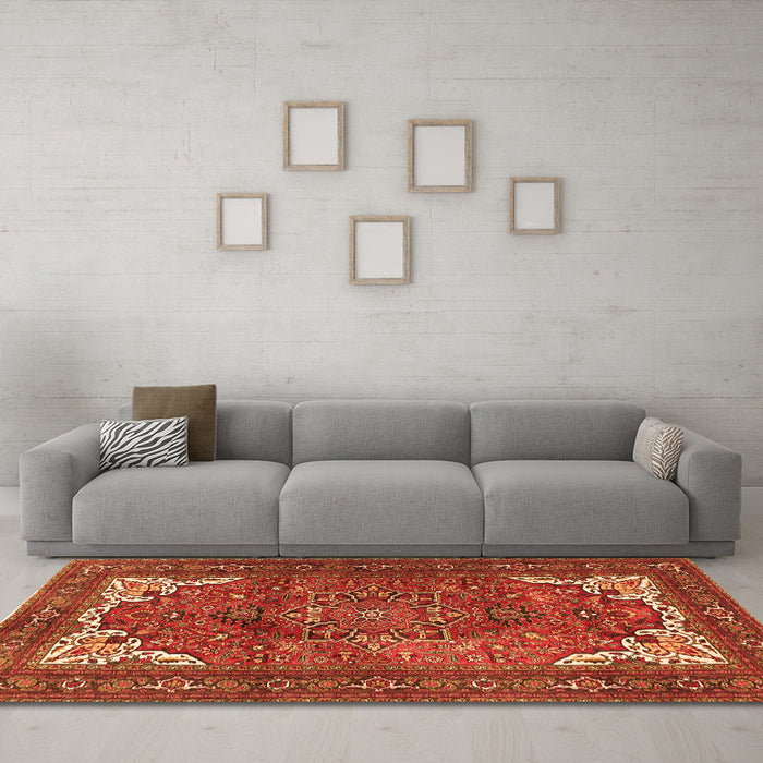 Machine Washable Persian Orange Traditional Area Rugs in a Living Room, wshtr4618org