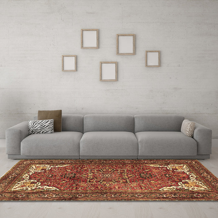 Machine Washable Persian Brown Traditional Rug in a Living Room,, wshtr4618brn