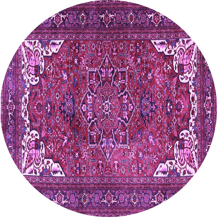 Round Machine Washable Persian Purple Traditional Area Rugs, wshtr4618pur