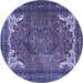 Round Machine Washable Persian Blue Traditional Rug, wshtr4618blu