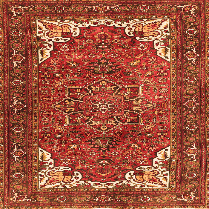 Round Machine Washable Persian Orange Traditional Area Rugs, wshtr4618org