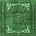 Square Machine Washable Persian Emerald Green Traditional Area Rugs, wshtr4618emgrn