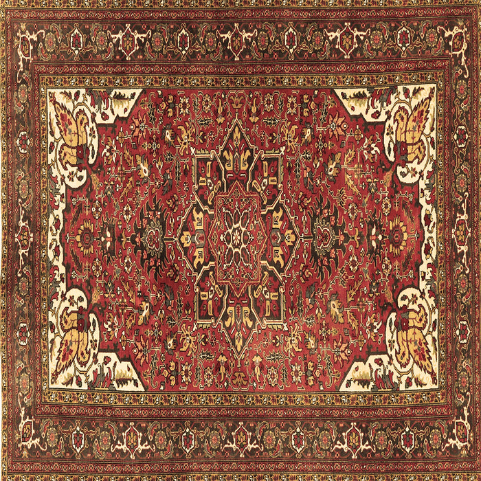 Square Persian Brown Traditional Rug, tr4618brn