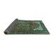 Sideview of Persian Turquoise Traditional Rug, tr4618turq