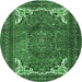 Round Machine Washable Persian Emerald Green Traditional Area Rugs, wshtr4618emgrn