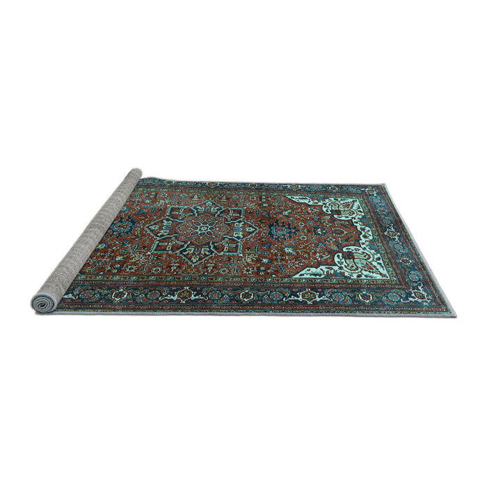 Sideview of Machine Washable Persian Light Blue Traditional Rug, wshtr4618lblu