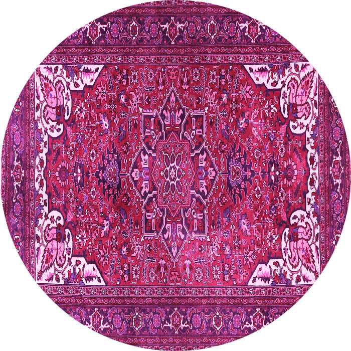 Round Machine Washable Persian Pink Traditional Rug, wshtr4618pnk