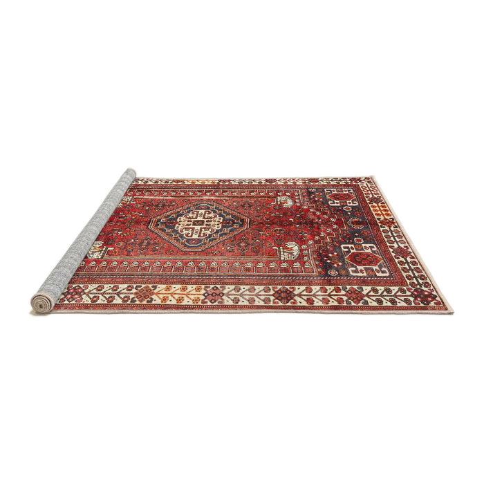 Sideview of Machine Washable Traditional Light Copper Gold Rug, wshtr4619