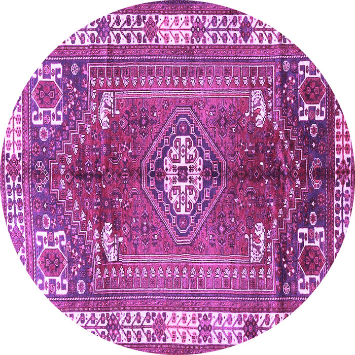 Round Persian Purple Traditional Rug, tr4619pur