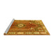 Sideview of Machine Washable Persian Yellow Traditional Rug, wshtr4619yw