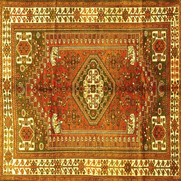 Square Machine Washable Persian Yellow Traditional Rug, wshtr4619yw