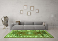 Machine Washable Persian Green Traditional Rug, wshtr4619grn