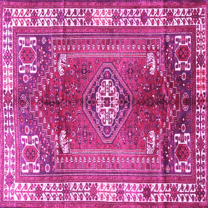 Square Machine Washable Persian Pink Traditional Rug, wshtr4619pnk