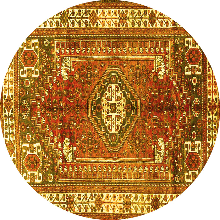 Round Persian Yellow Traditional Rug, tr4619yw