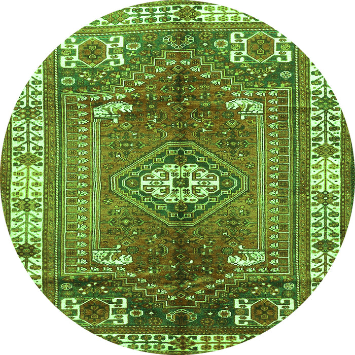 Square Persian Green Traditional Rug, tr4619grn