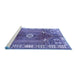 Sideview of Machine Washable Persian Blue Traditional Rug, wshtr4619blu