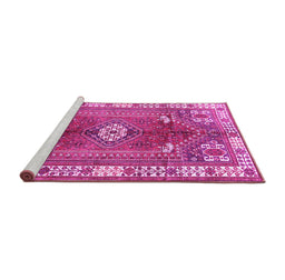 Sideview of Machine Washable Persian Pink Traditional Rug, wshtr4619pnk