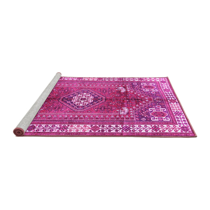 Sideview of Machine Washable Persian Pink Traditional Rug, wshtr4619pnk