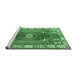 Sideview of Machine Washable Persian Emerald Green Traditional Area Rugs, wshtr4619emgrn